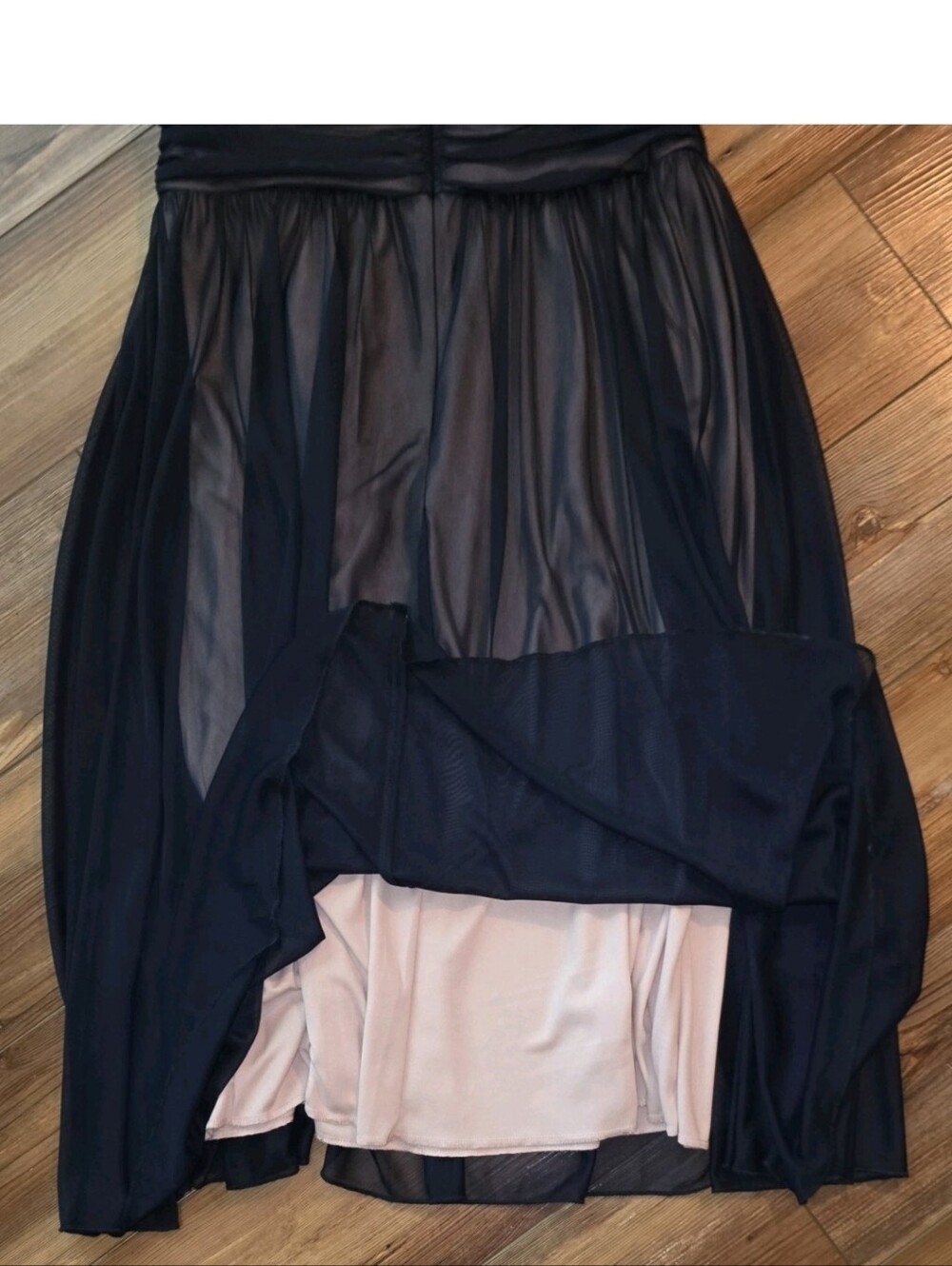 Connected Apparel Navy V-Neck Sheer Overlay Dress - Picture 4 of 4